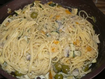 Putenschnitzel mit Nudelrestpfanne - Rezept - Bild Nr. 5