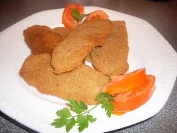 Rezept: Panierte Kartoffelscheiben Panierte Kartoffelscheiben - Rezept