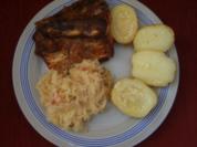 Dicke Rippe mit Speckkraut und Backkartoffeln - Rezept