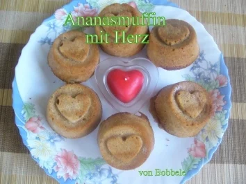 Rezept: Muffin: Ananas-Muffins mit Herz Muffin: Ananas-Muffins mit Herz - Rezept