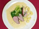 Gratinierte Entenbrust im Wirsingbett an Orangensoße und Kartoffelgnocchi - Rezept