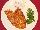 Steckrübenpuffer mit Ziegenkäse-Pinienkern-Dip - Rezept