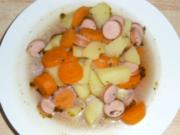 Kartoffelsuppe m. Karotten und Wiener Würstchen - Rezept