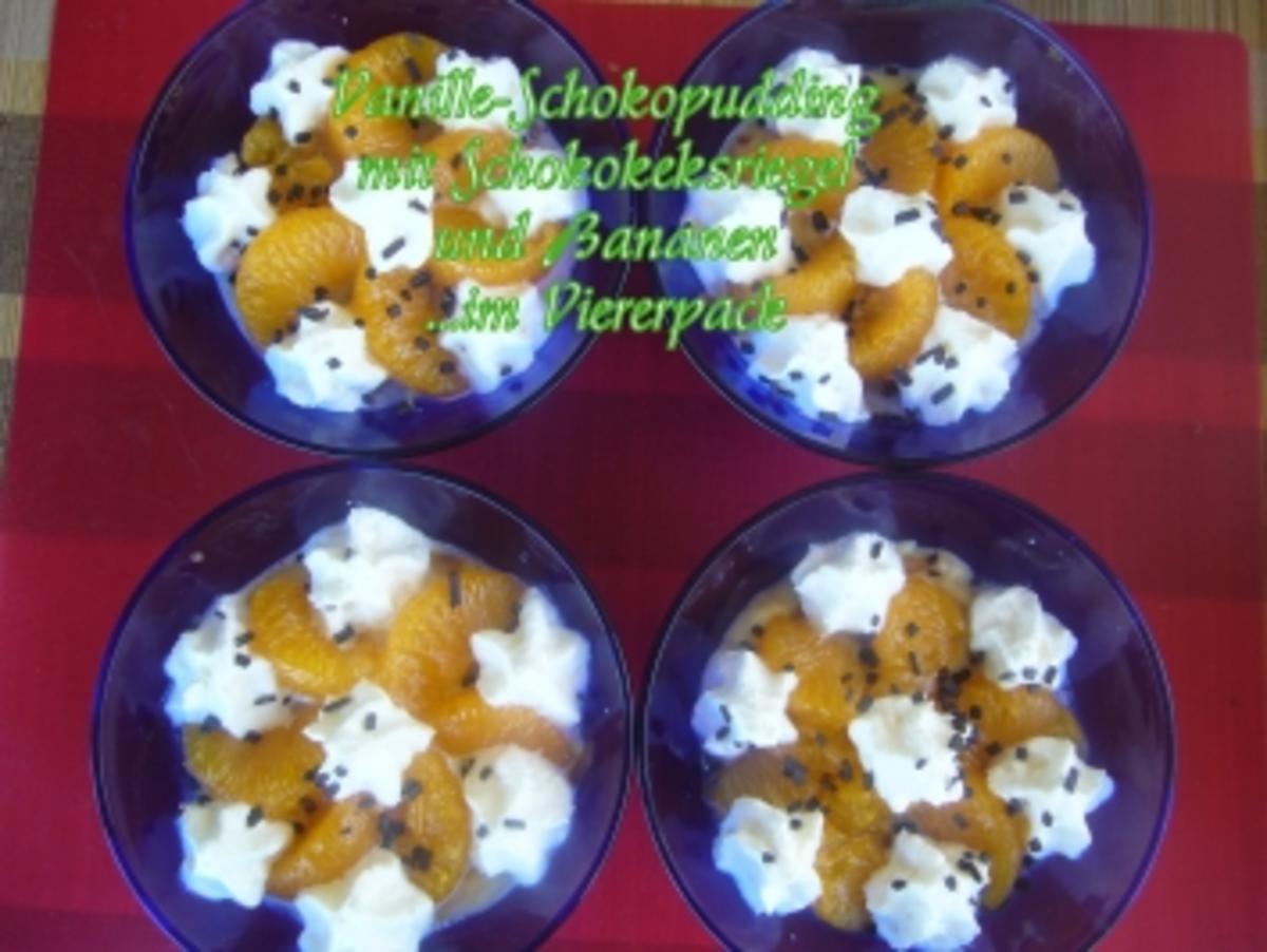 Dessert: Vanille-Schokopudding mit Schokokeksriegel und Bananen - Rezept - Bild Nr. 2