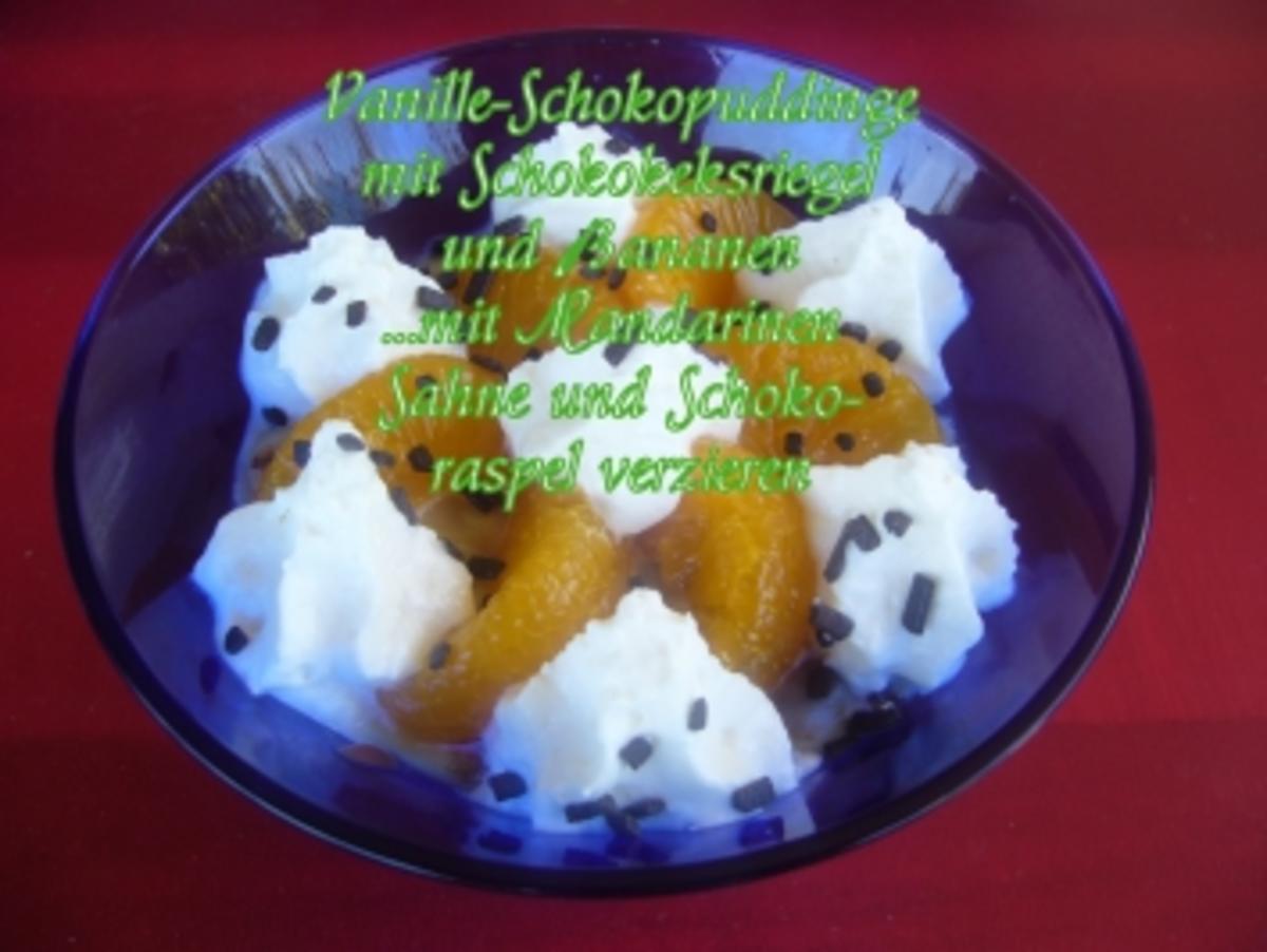 Dessert: Vanille-Schokopudding mit Schokokeksriegel und Bananen - Rezept - Bild Nr. 3