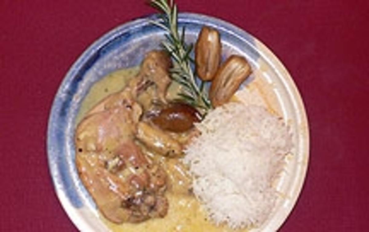 Karamellisierte Hähnchenschenkel in Knoblauch-Rosmarinsoße - Rezept