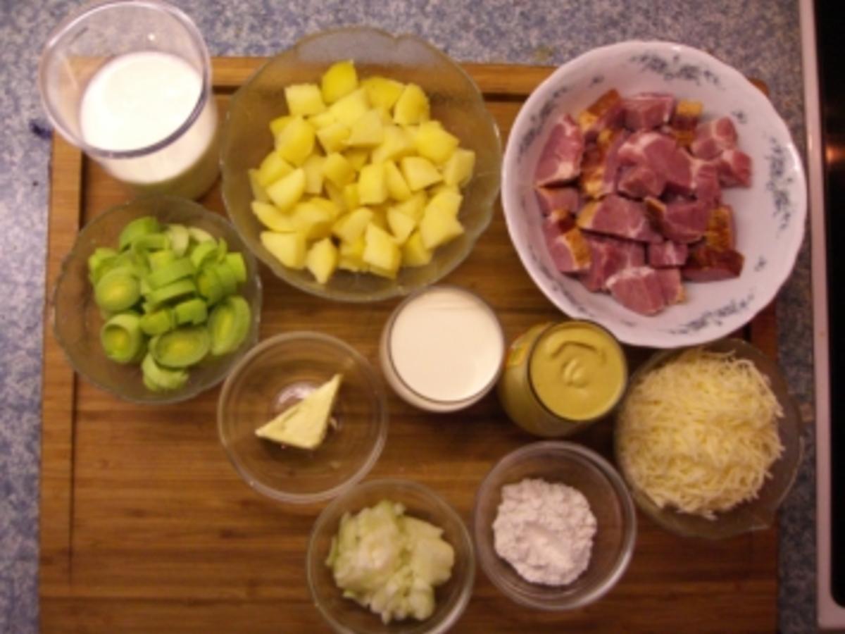 Kartoffelauflauf mit Kasseler und Käse - einfach - 48 kcal/100g