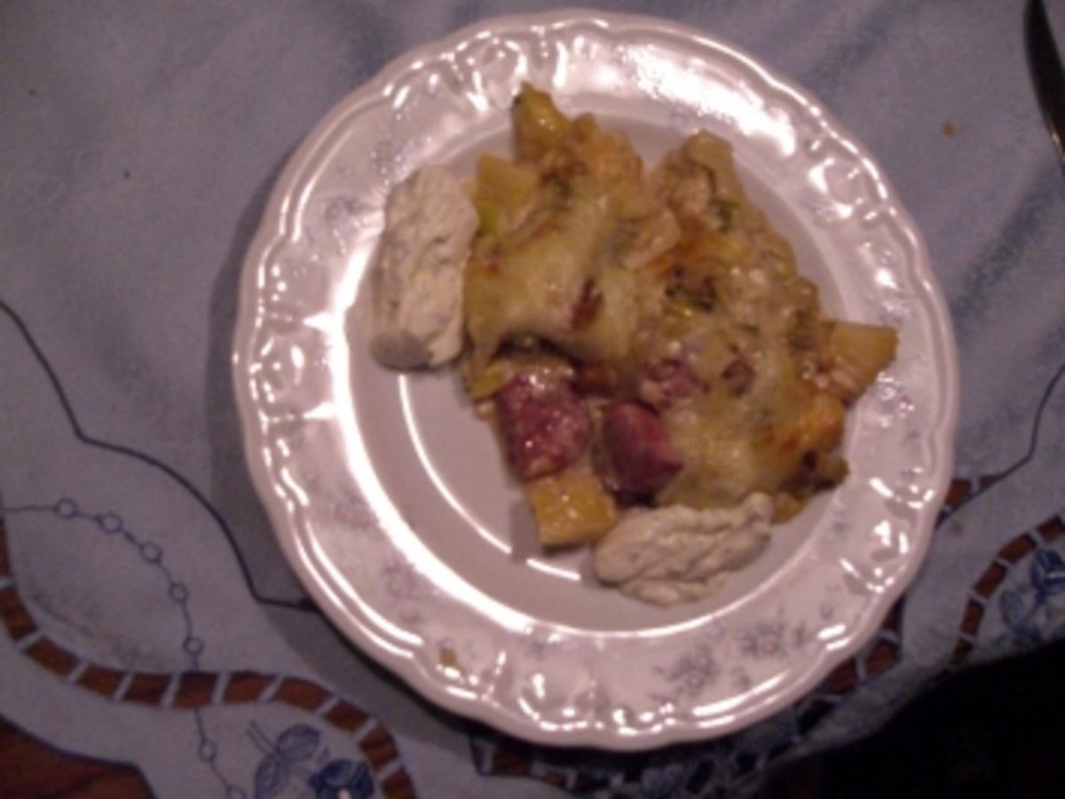 Kartoffelauflauf mit Kasseler und Käse - einfach - 48 kcal/100g