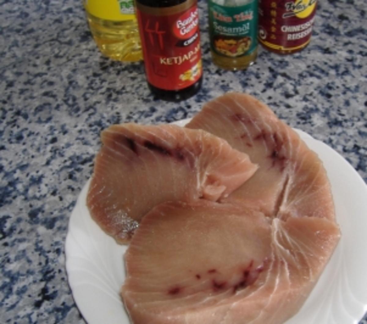 Thunfisch karamellisiert mit Gurken-Pfifferling-Ragout - Rezept - Bild Nr. 2