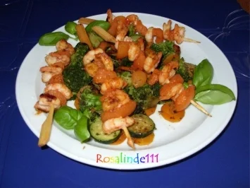 Linda´s Garnelen-Melonen-Spieße auf Gemüsebett - Rezept - Bild Nr. 6