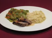 Schweinefilet mit Thymian und Rosmarin, Weißwein-Risotto und Bohnen - Rezept