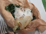 Petersfisch in Folie gegart mit Mangold und gebratener Krebspolenta a la Baudrexel - Rezept