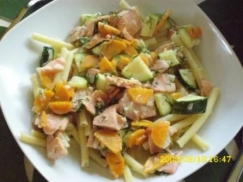 Räucherlachs mit Gemüse in Sahnesoße und Pasta - Rezept - Bild Nr. 6