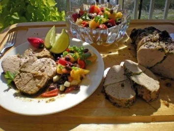 Rezept: Karibischer Schweinebraten mit Mango Salsa Karibischer Schweinebraten mit Mango Salsa - Rezept