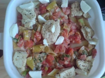 Rezept: Pasta mit Tomate-Mozzarella-Gemüsesoße Pasta mit Tomate-Mozzarella-Gemüsesoße - Rezept