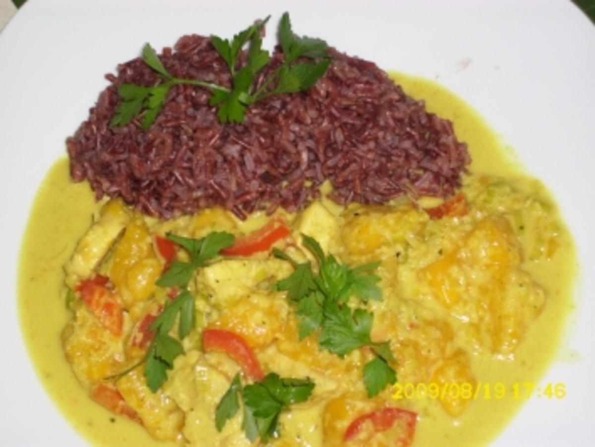 Fleisch:  Hähnchenbrustcurry mit Gemüse und rotem Reis - Rezept - Bild Nr. 5