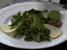 Roastbeefschnecken an Feigensenf auf Feldsalat und Birnen - Rezept