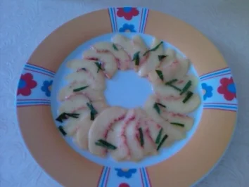 Rezept: Blaubeer-Joghurt-Eis auf Nektarinen Carpaccio Blaubeer-Joghurt-Eis auf Nektarinen Carpaccio - Rezept