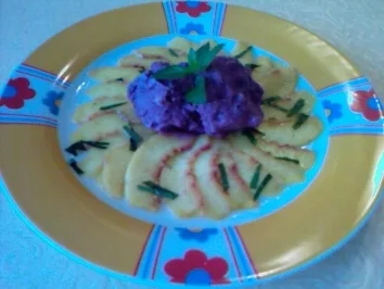 Rezept: Blaubeer-Joghurt-Eis auf Nektarinen Carpaccio Bild Nr. 2 Blaubeer-Joghurt-Eis auf Nektarinen Carpaccio - Rezept - Bild Nr. 2