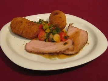 Kalbstafelspitz mit Marsala-Soße, Pancetta-Kartoffeln und Kirschtomatenfondue - Rezept