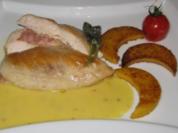 Hähnchenfilet mit Provolone und Parmaschinken, an Polenta und Zitronensoße - Rezept
