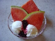 Die Erfrischung pur... Melone mit Zitroneneis... schneller Nachtisch - Rezept