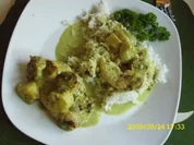 Rezept: Fleisch: Grünes Hühnercurry mit Banane und Basmatireis Fleisch: Grünes Hühnercurry mit Banane und Basmatireis - Rezept