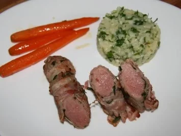 Lamm: Bacon - Lamm mit Petersilienrisotto - Rezept