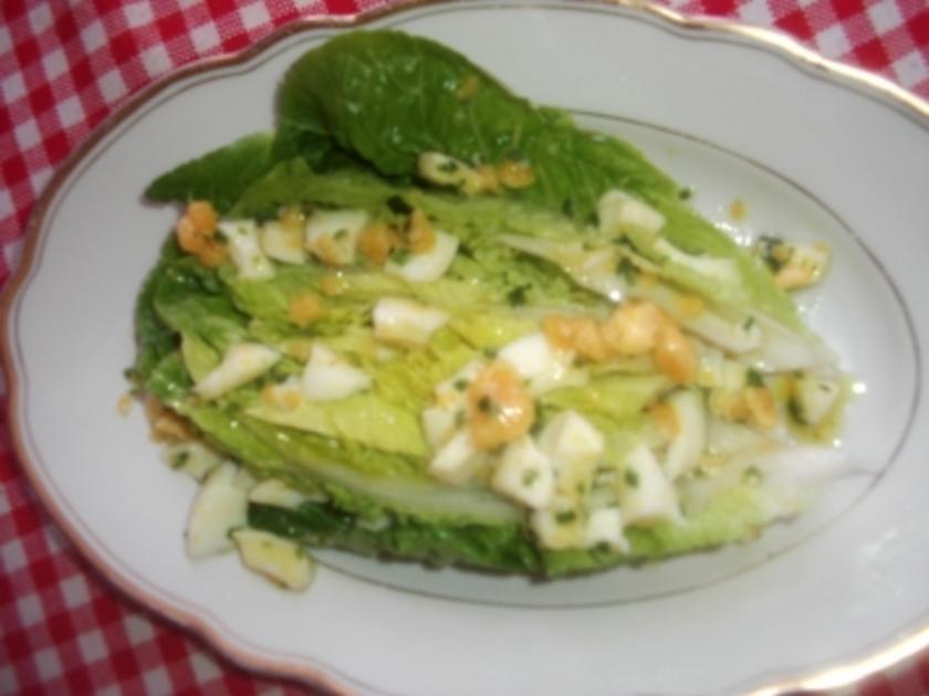 Römersalat mit Ei Vinaigrette - schnell &amp; einfach - 83 kcal/100g