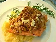 Bachforelle mit Lebkuchen und Ziegenkäse - Rezept