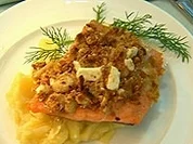 Bachforelle mit Lebkuchen und Ziegenkäse - Rezept