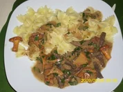 Fleisch:  Rindergeschnetzeltes mit Pfifferlingen und Pasta - Rezept