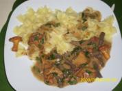 Fleisch:  Rindergeschnetzeltes mit Pfifferlingen und Pasta - Rezept