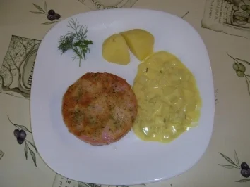 Rezept: Kräuterjägerschnitzel mit Thymiankohlrabi Kräuterjägerschnitzel mit Thymiankohlrabi - Rezept