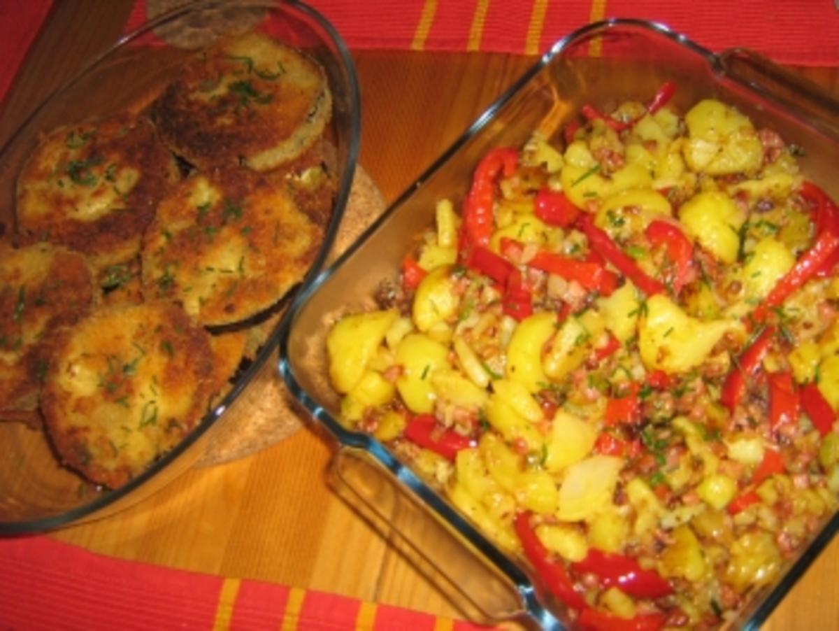 Auberginentaler mit Paprika-Bratkartoffeln - Rezept - Bild Nr. 9