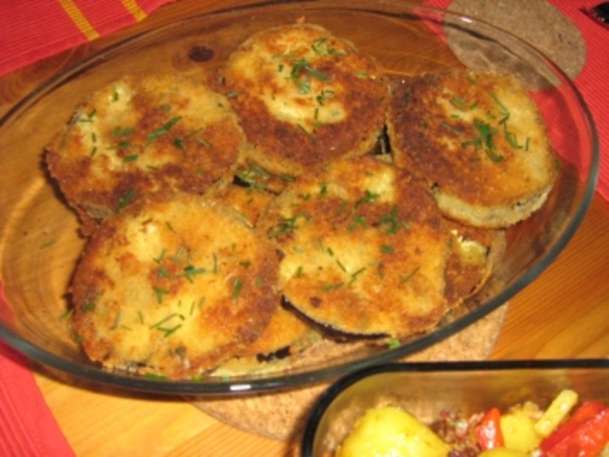 Auberginentaler mit Paprika-Bratkartoffeln - Rezept - Bild Nr. 8