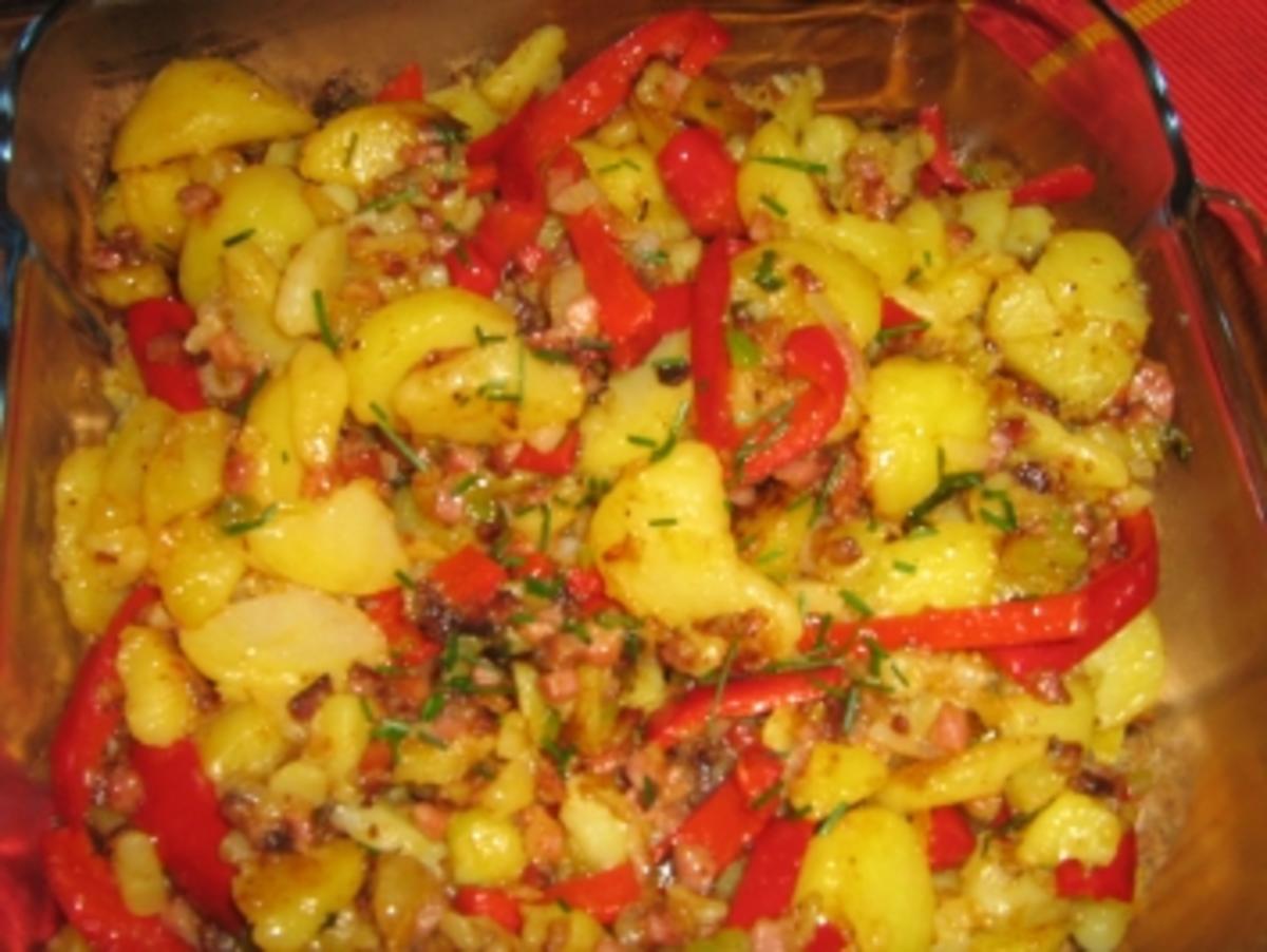 Auberginentaler mit Paprika-Bratkartoffeln - Rezept - Bild Nr. 7