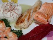 Fisch: Edelfisch auf Blattspinat mit Rote-Bete-Schaum - Rezept