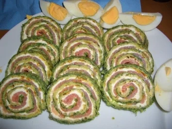 Lachsrolle mit Spinat und Frischkäse - Rezept