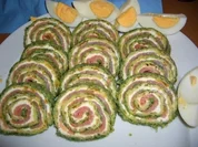 Lachsrolle mit Spinat und Frischkäse - Rezept