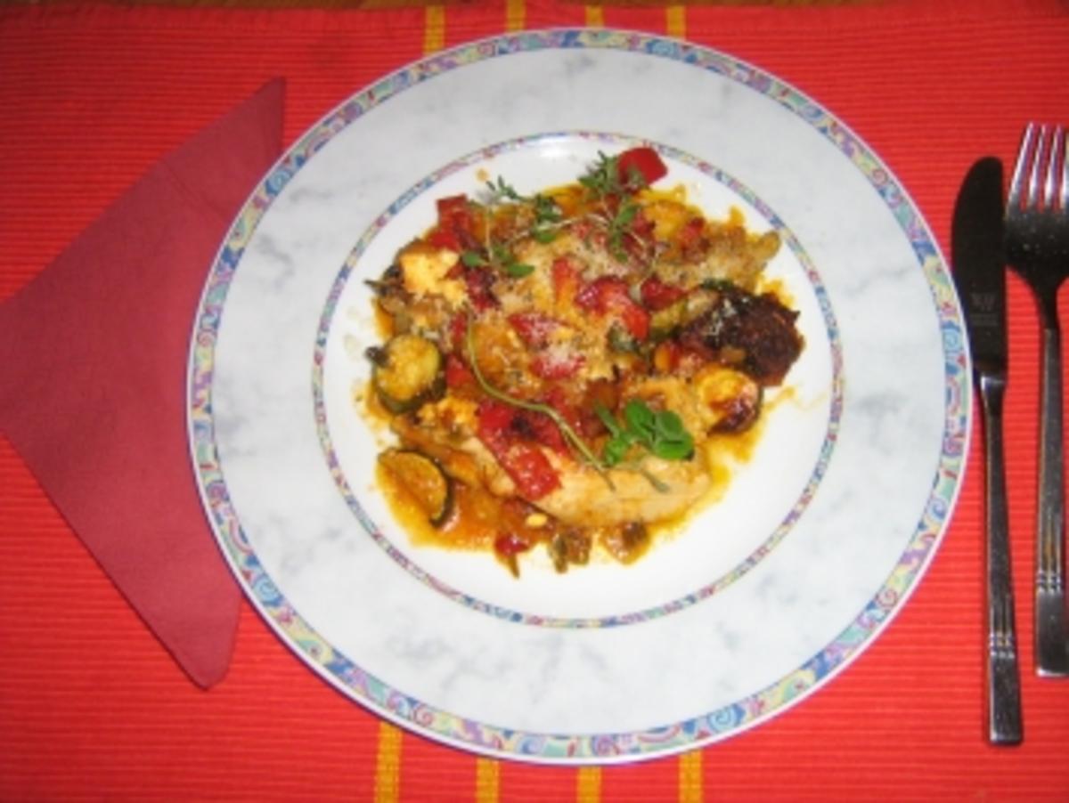 Putenschnitzel mit Ratatouille überbacken - Rezept von heinzelfrau