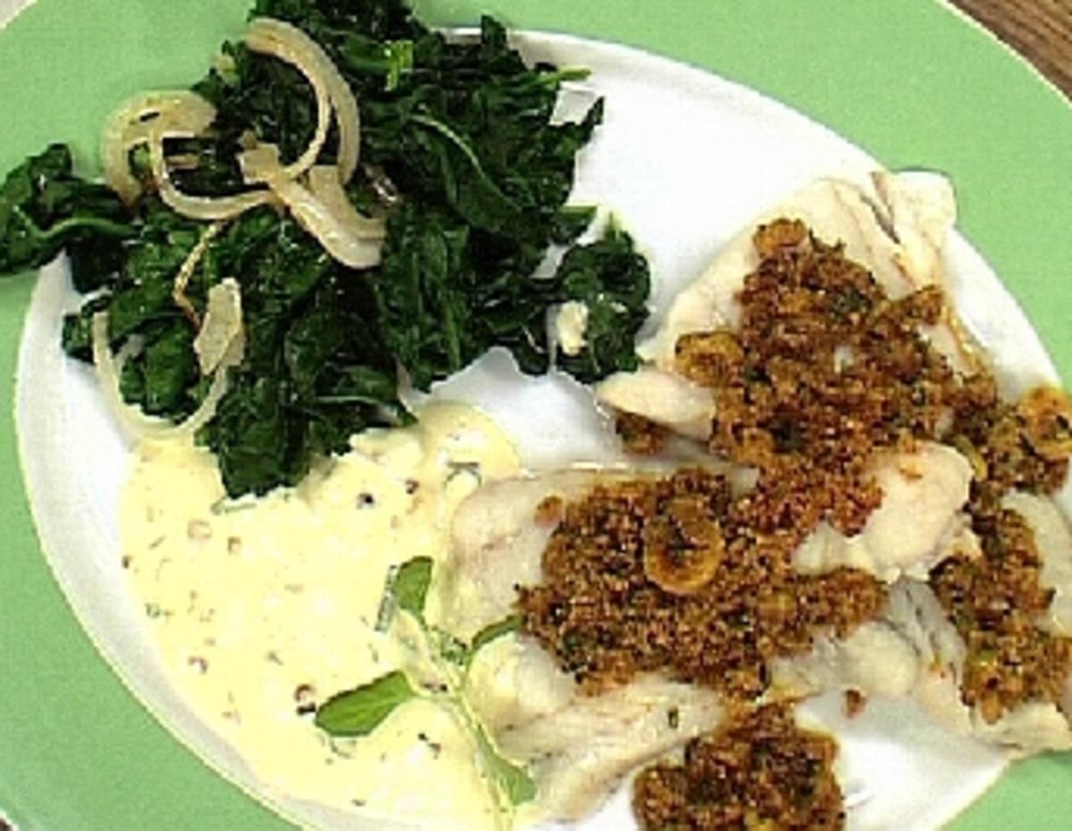 Bilder für Seelachs Bordelaise mit Mandel-Remoulade - Rezept