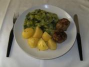 HAUPTGERICHT - Hackklöpschen, Porreegemüse und Salzkartoffeln - Rezept