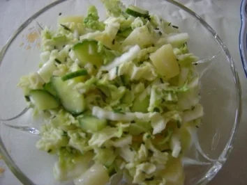 Chinakohlsalat mit Ananas im Sahne-Senfdressing... - Rezept