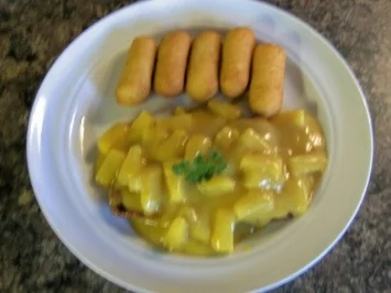 Putensteak mit Ananas in Sherry-Curry-Soße - Rezept