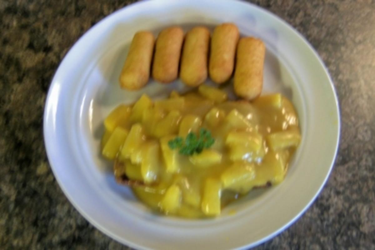 Putensteak mit Ananas in Sherry-Curry-Soße - Rezept - kochbar.de