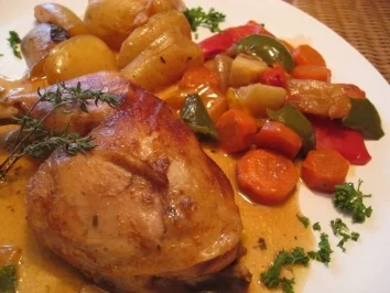 Masthähnchen mit Gemüse & Erdäpfel im Topf - Rezept