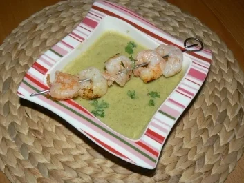 Broccolisuppe mit Krabben und gebratenen Garnelen - Rezept - Bild Nr. 7