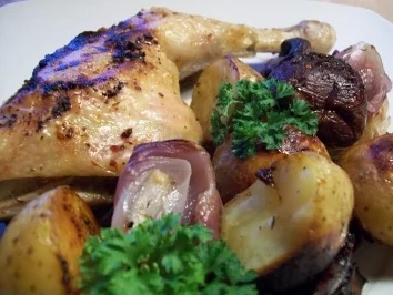 Wald & Wiesenhuhn aus dem Ofen...... - Rezept