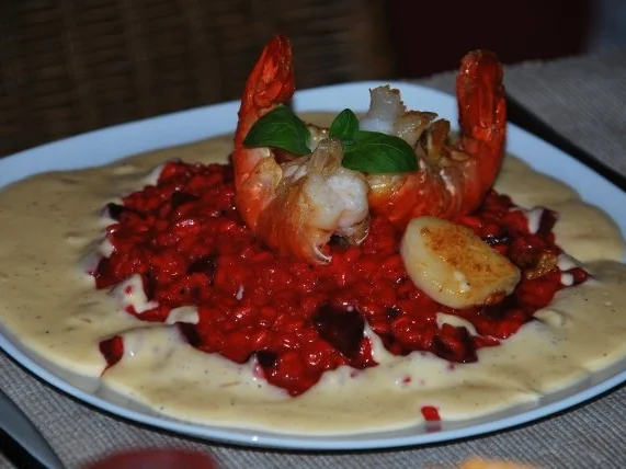 Rezept: Rote Beete Risotto mit Camembertsauce und Speck Bild Nr. 6 Rote Beete Risotto mit Camembertsauce und Speck - Rezept - Bild Nr. 6